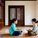 전통주택과 열화학적 관리 - **A Serene Traditional Vietnamese Home Interior with Natural Ventilation**
    An interior view of a...