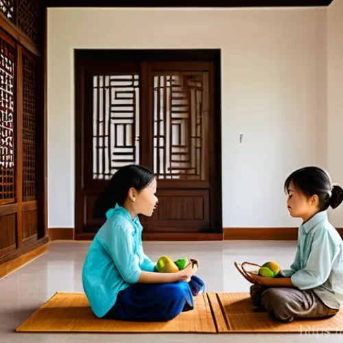 전통주택과 열화학적 관리 - **A Serene Traditional Vietnamese Home Interior with Natural Ventilation**
    An interior view of a...