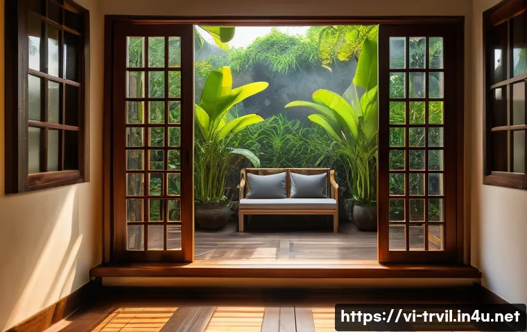 전통주택의 창문 설계 - **"The Soulful Window: A Glimpse of Vietnamese Tranquility"**
    "An exquisitely detailed image of ...
