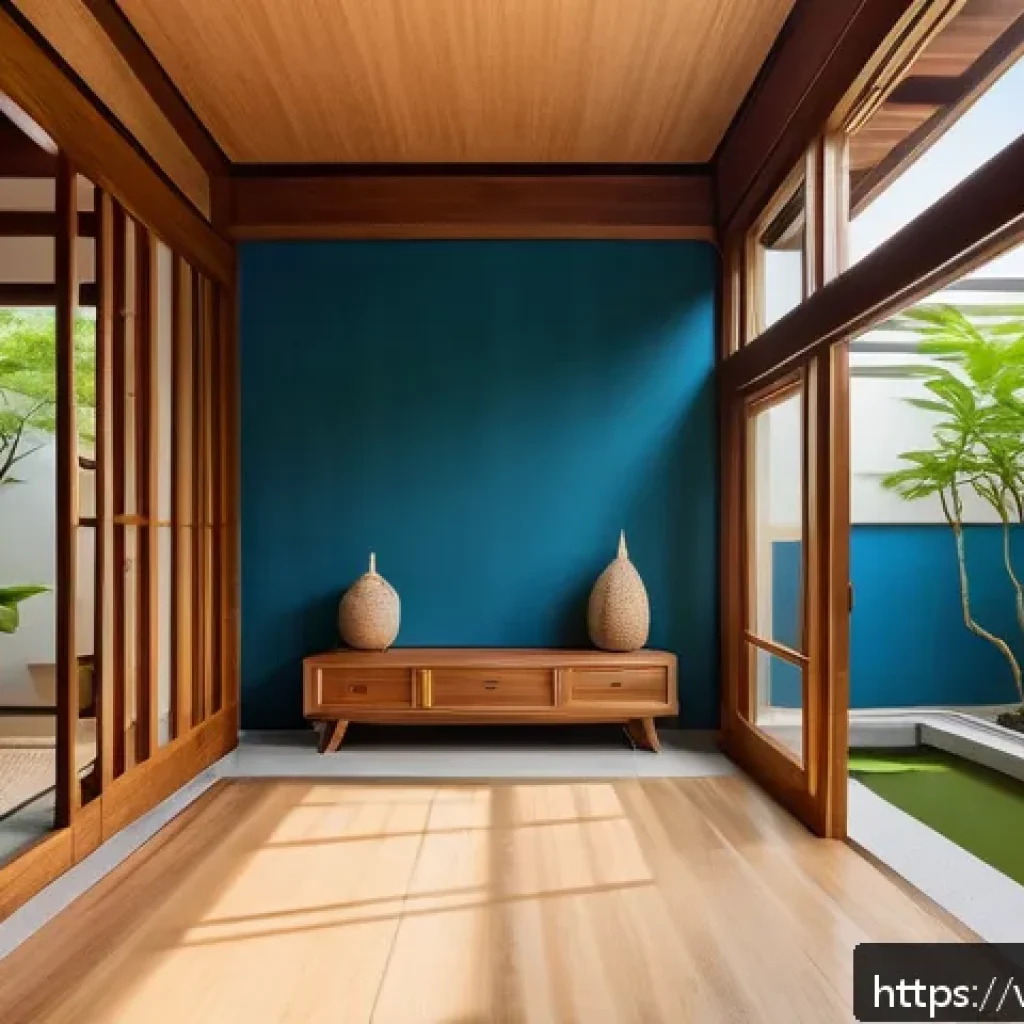 한옥의 특징과 현대적 해석 - A modern Vietnamese house inspired by traditional Hanok architecture, featuring large wooden sliding...
