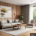 Home 18 전통주택의 개조와 리모델링 - A sophisticated Vietnamese interior living room blending traditional and modern elements: natural ha...