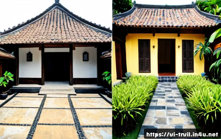 Home 17 전통주택 리모델링 사례 - Photorealistic renovation case study of a traditional Vietnamese wooden courtyard house, elegant bef...